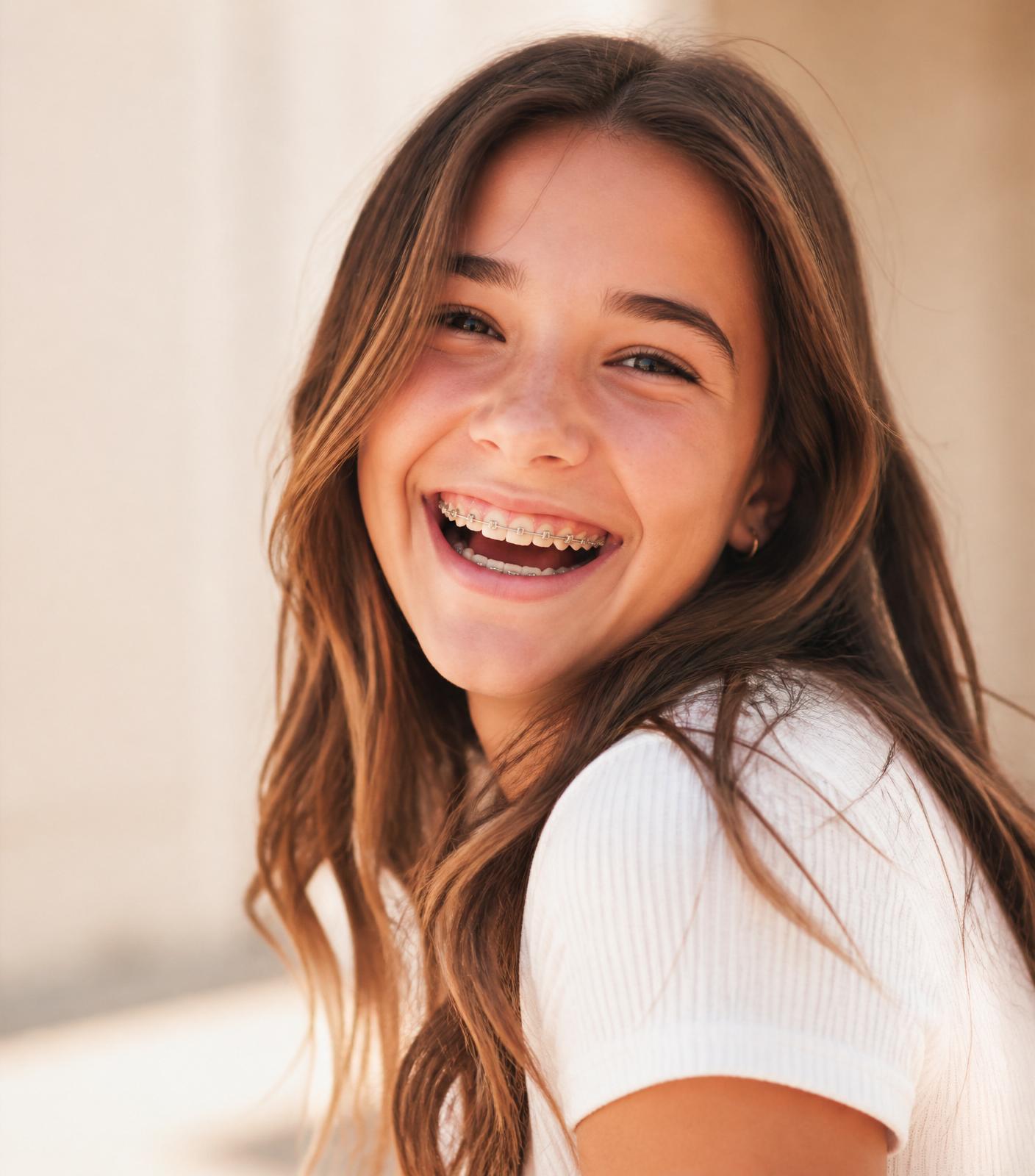 Smiling teen patient with braces